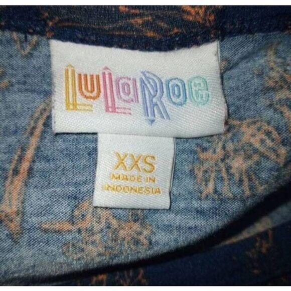 LULAROE NAVY & TAN FLORAL BODYCON DRESS SZ.XXS EUC - Picture 7 of 8